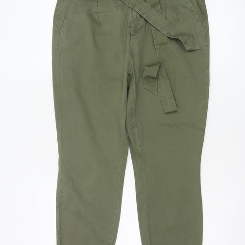Vero Moda Women's Green M Paperbag Tapered Belted Trousers