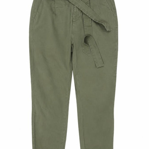 Vero Moda Women's Green M Paperbag Tapered Belted Trousers