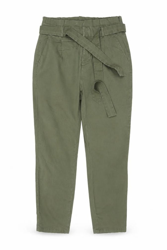 Vero Moda Women's Green M Paperbag Tapered Belted Trousers