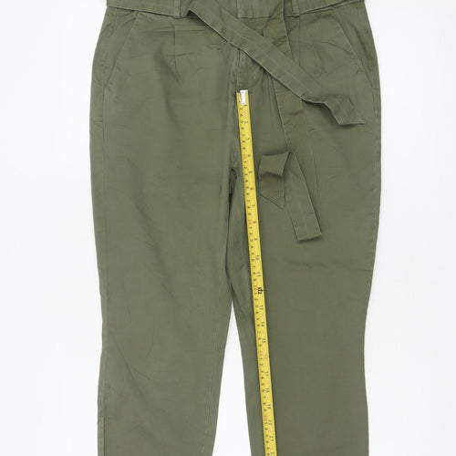 Vero Moda Women's Green M Paperbag Tapered Belted Trousers
