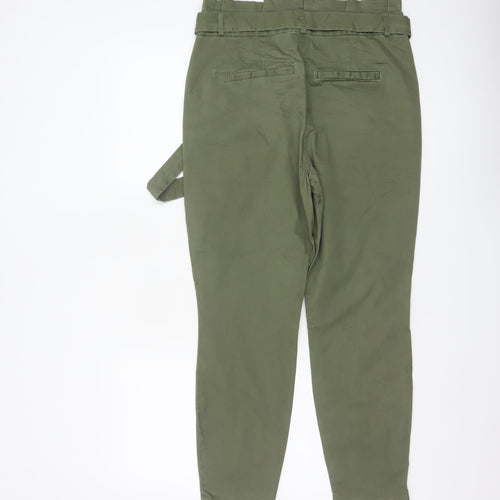 Vero Moda Women's Green M Paperbag Tapered Belted Trousers