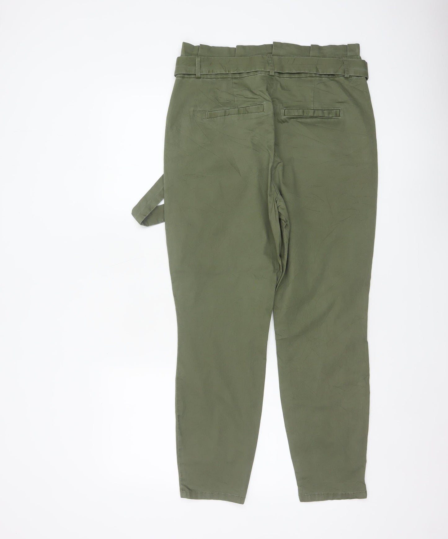 Vero Moda Women's Green M Paperbag Tapered Belted Trousers