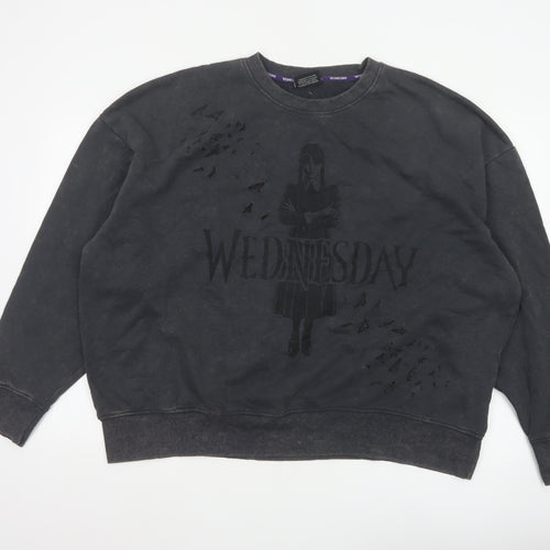 Wednesday x Primark Women’s Black L Oversized Graphic Crew Sweatshirt