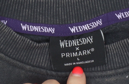 Wednesday x Primark Women’s Black L Oversized Graphic Crew Sweatshirt