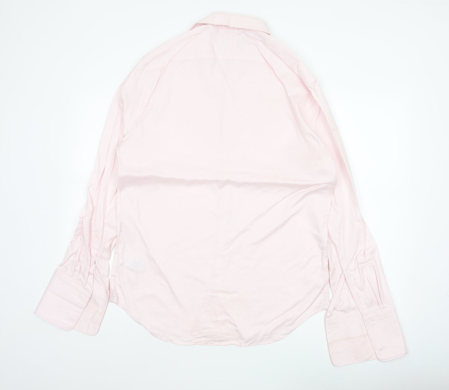 Marks and Spencer Men Pink 16.5 Slim Herringbone Cotton Formal Shirt