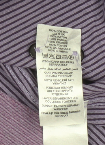Jeff Banks London Men's Purple XL Striped Cotton Button-Up Shirt