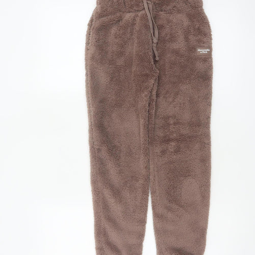 Abercrombie & Fitch Girls Brown 9-10 Years Faux Fur Fleece Jogger Trousers