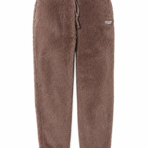 Abercrombie & Fitch Girls Brown 9-10 Years Faux Fur Fleece Jogger Trousers
