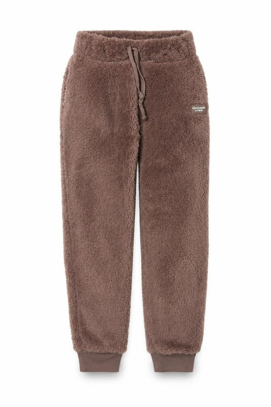 Abercrombie & Fitch Girls Brown 9-10 Years Faux Fur Fleece Jogger Trousers