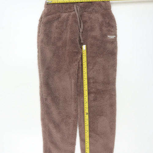 Abercrombie & Fitch Girls Brown 9-10 Years Faux Fur Fleece Jogger Trousers