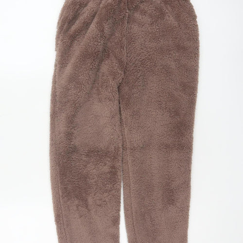 Abercrombie & Fitch Girls Brown 9-10 Years Faux Fur Fleece Jogger Trousers