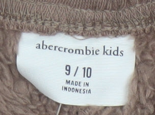 Abercrombie & Fitch Girls Brown 9-10 Years Faux Fur Fleece Jogger Trousers