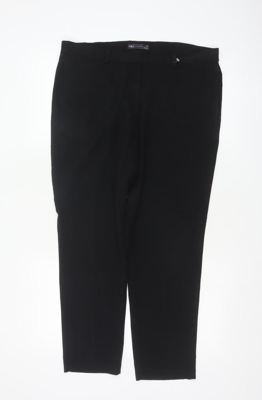 Marks & Spencer Women Black UK 14 Straight Tailored Work Trousers