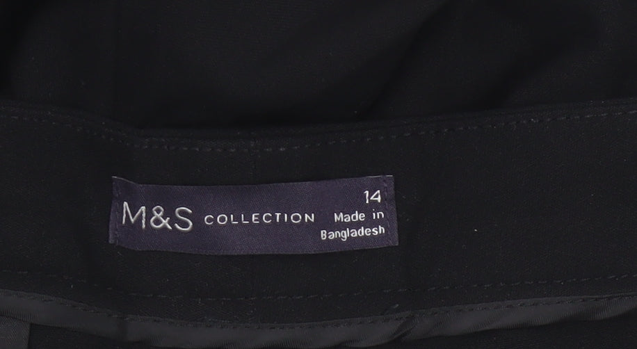 Marks & Spencer Women Black UK 14 Straight Tailored Work Trousers