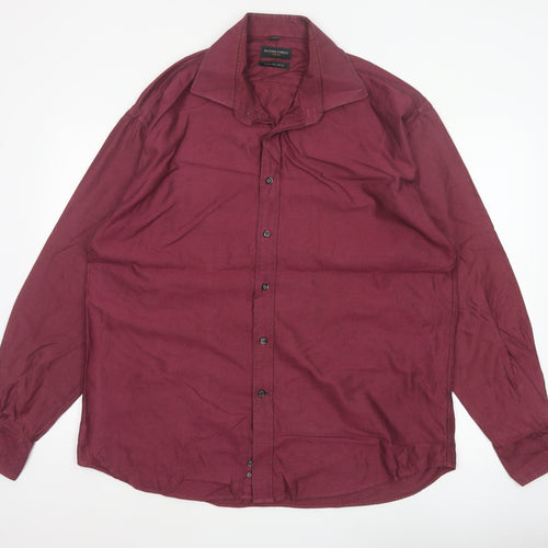Racing Green Men’s Red 18/46 Long Sleeve Cotton Button-Up Shirt