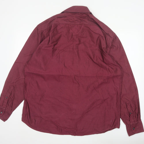 Racing Green Men’s Red 18/46 Long Sleeve Cotton Button-Up Shirt