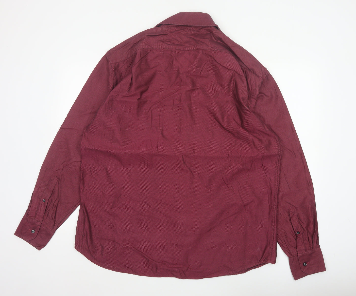 Racing Green Men’s Red 18/46 Long Sleeve Cotton Button-Up Shirt