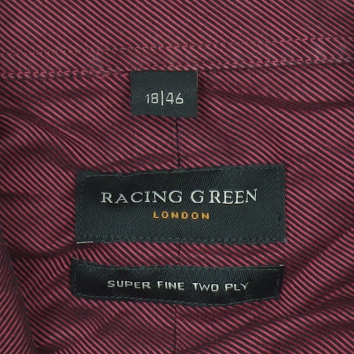 Racing Green Men’s Red 18/46 Long Sleeve Cotton Button-Up Shirt
