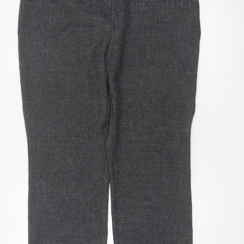 M&Co Women’s Grey Size 16 Herringbone Tailored Straight Trousers