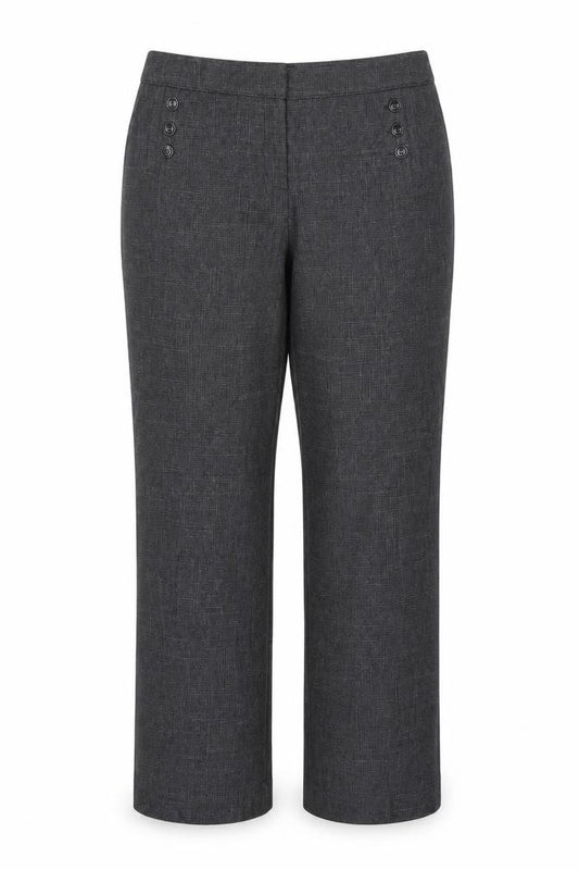 M&Co Women’s Grey Size 16 Herringbone Tailored Straight Trousers