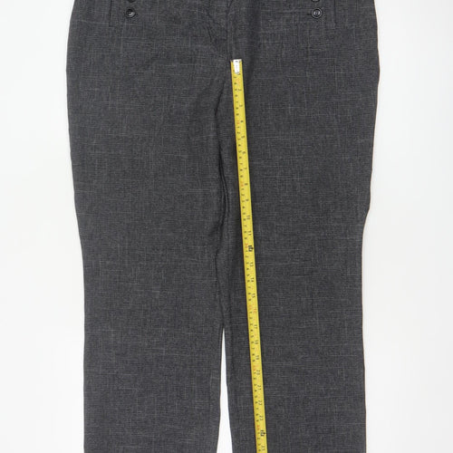 M&Co Women’s Grey Size 16 Herringbone Tailored Straight Trousers