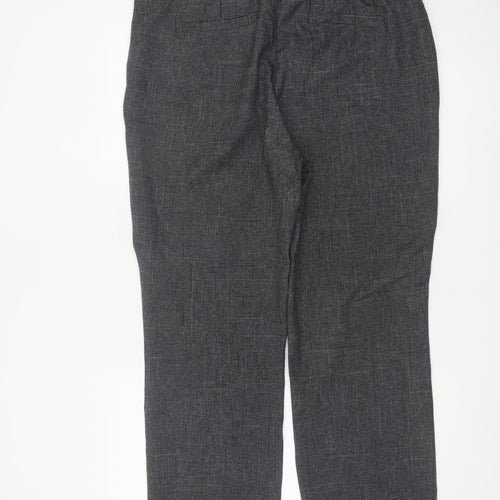 M&Co Women’s Grey Size 16 Herringbone Tailored Straight Trousers