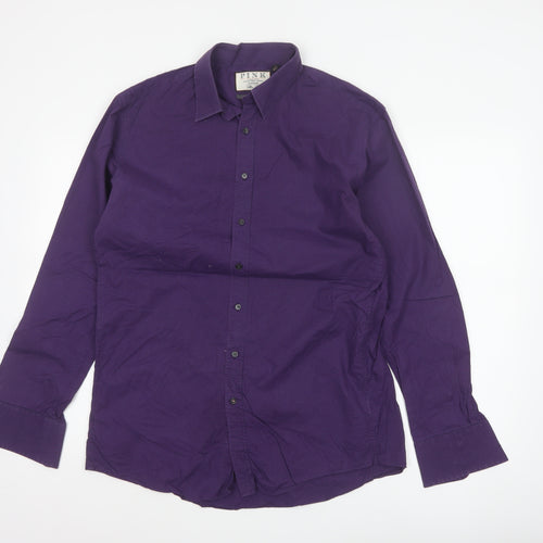 Pink Men’s Purple 15.5 Slim Fit Check Cotton Button-Up Shirt