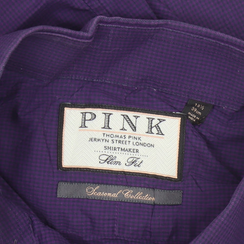 Pink Men’s Purple 15.5 Slim Fit Check Cotton Button-Up Shirt