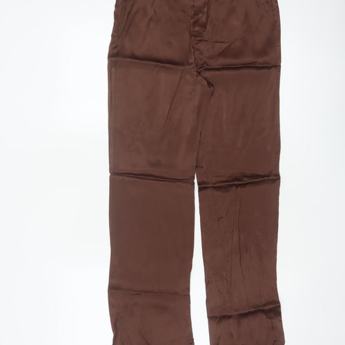 Zara Women Brown Flared Viscose Stretch Trousers UK 12