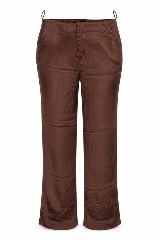 Zara Women Brown Flared Viscose Stretch Trousers UK 12