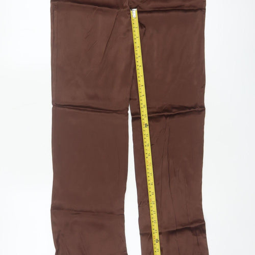 Zara Women Brown Flared Viscose Stretch Trousers UK 12