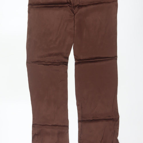 Zara Women Brown Flared Viscose Stretch Trousers UK 12