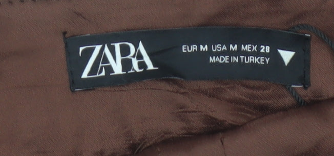 Zara Women Brown Flared Viscose Stretch Trousers UK 12