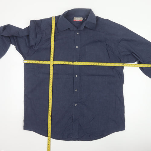 Marks & Spencer Men Blue 17in Easy Care Long Sleeve Button-Up Shirt