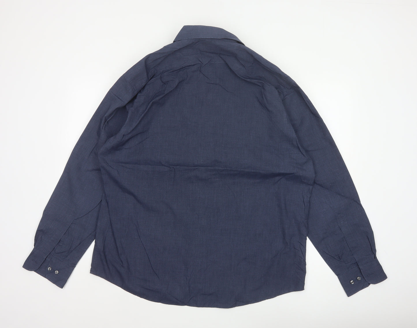 Marks & Spencer Men Blue 17in Easy Care Long Sleeve Button-Up Shirt