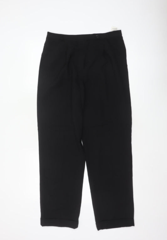 Marks & Spencer Women Black UK 14 Wool Blend Tapered Dress Trousers