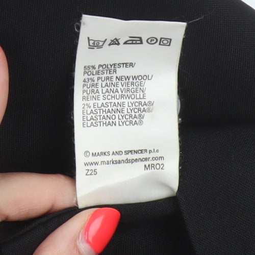 Marks & Spencer Women Black UK 14 Wool Blend Tapered Dress Trousers