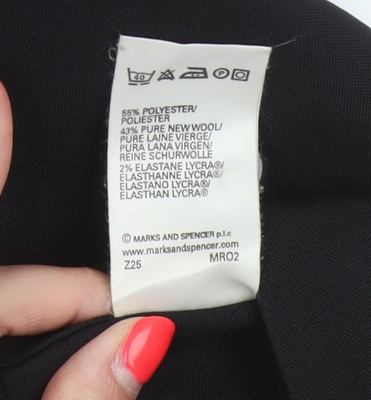 Marks & Spencer Women Black UK 14 Wool Blend Tapered Dress Trousers