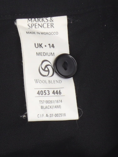 Marks & Spencer Women Black UK 14 Wool Blend Tapered Dress Trousers