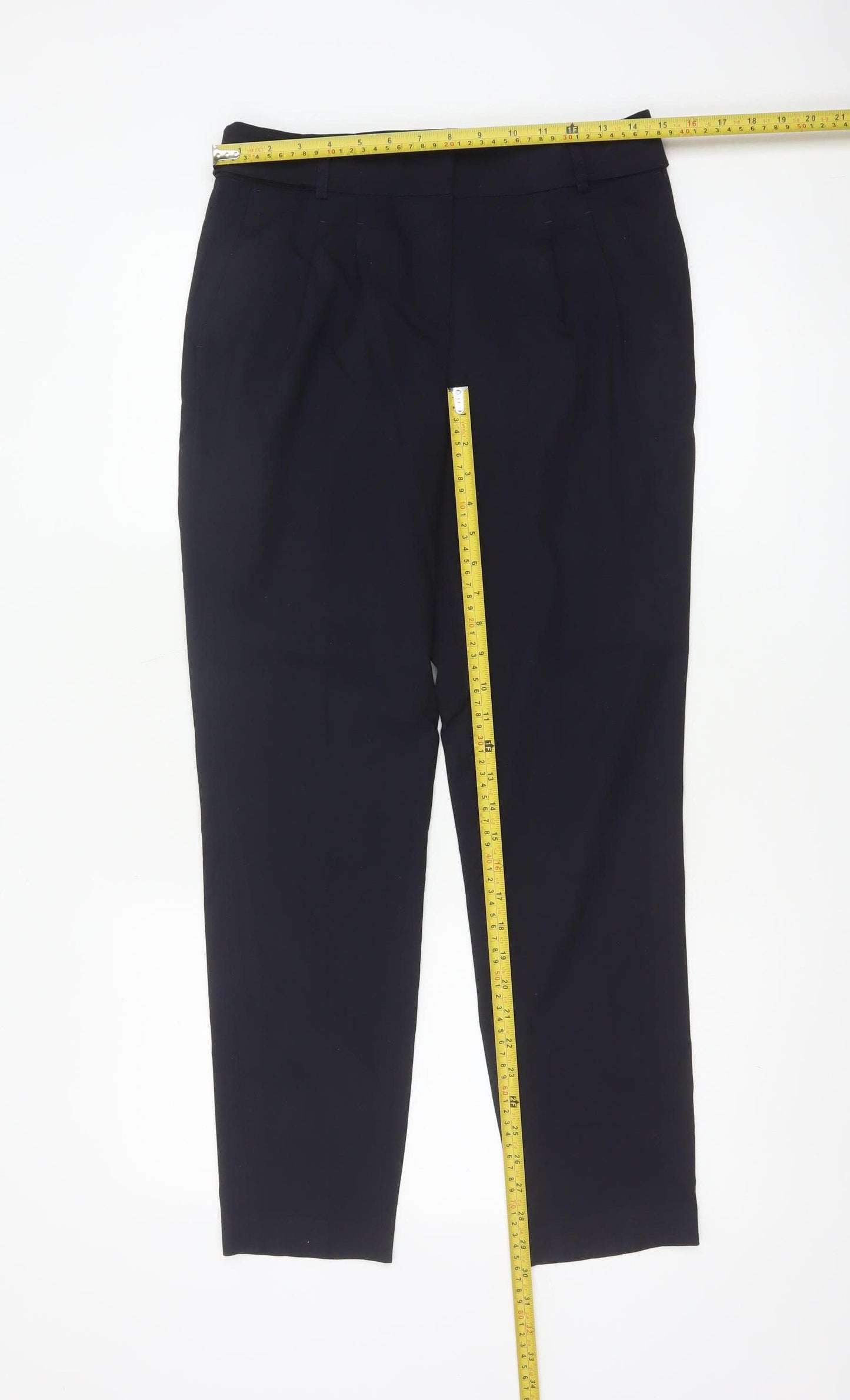 Next Women Black UK 8 Tall Tapered Work Dress Trousers Pockets