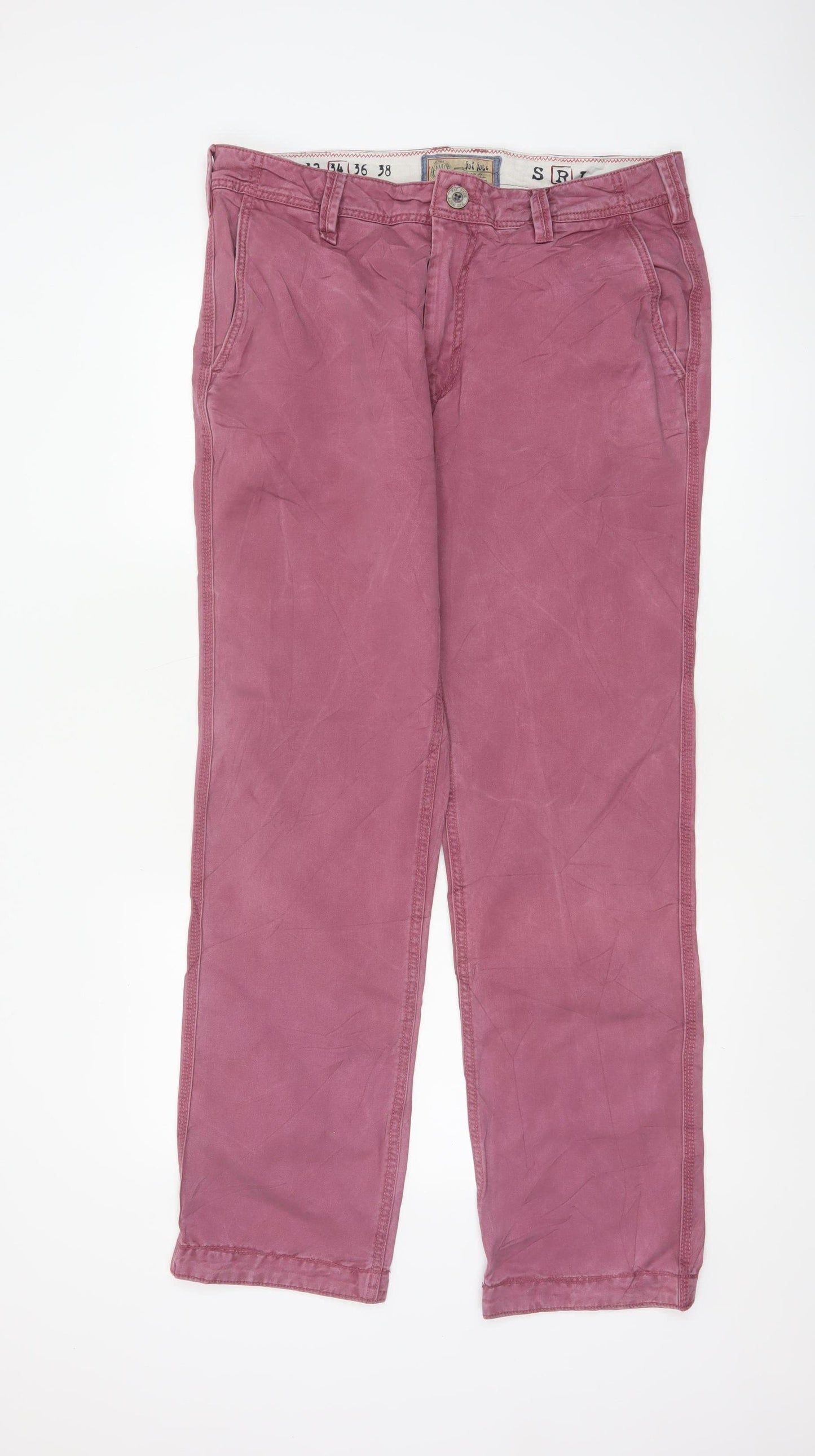Fat Face Men’s Pink 34in Cotton Straight Chino Trousers