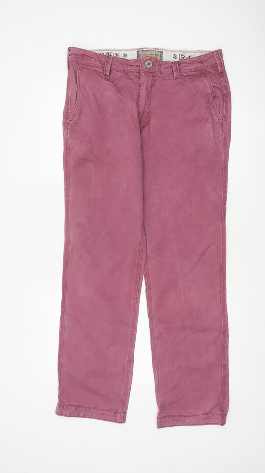 Fat Face Men’s Pink 34in Cotton Straight Chino Trousers