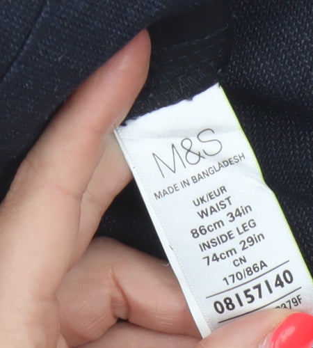 Marks & Spencer Men's Blue 34in 29in Straight Trousers