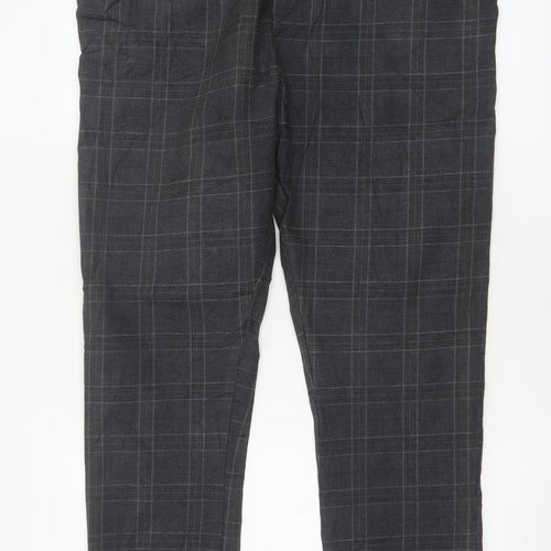 Threadbare Luxe Men’s Grey Check Slim Tapered Chino Trousers UK 38