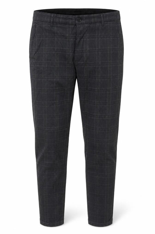 Threadbare Luxe Men’s Grey Check Slim Tapered Chino Trousers UK 38