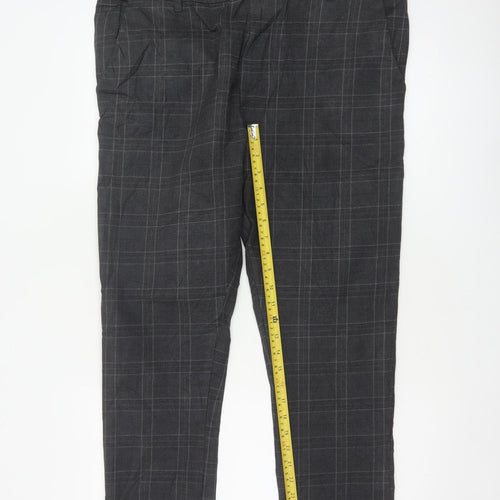 Threadbare Luxe Men’s Grey Check Slim Tapered Chino Trousers UK 38