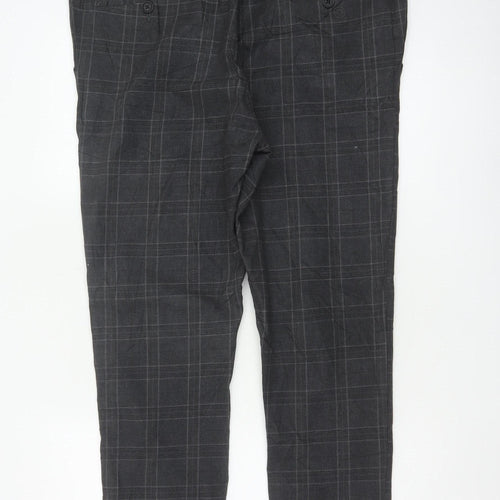 Threadbare Luxe Men’s Grey Check Slim Tapered Chino Trousers UK 38