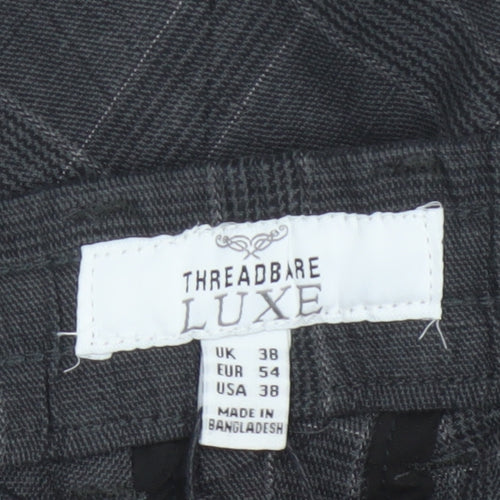 Threadbare Luxe Men’s Grey Check Slim Tapered Chino Trousers UK 38