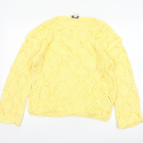 Marks & Spencer Women Yellow M Cable Knit Diamond Jumper