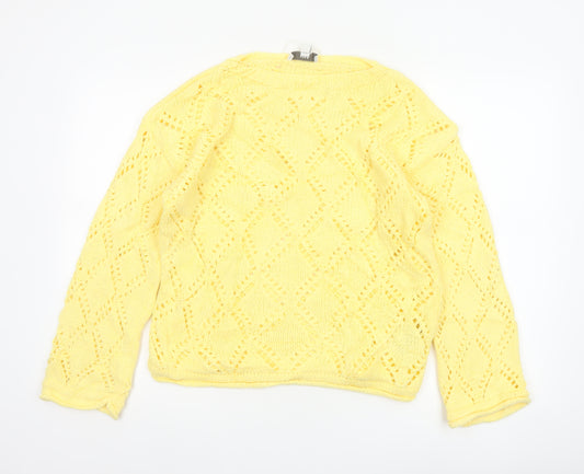 Marks & Spencer Women Yellow M Cable Knit Diamond Jumper